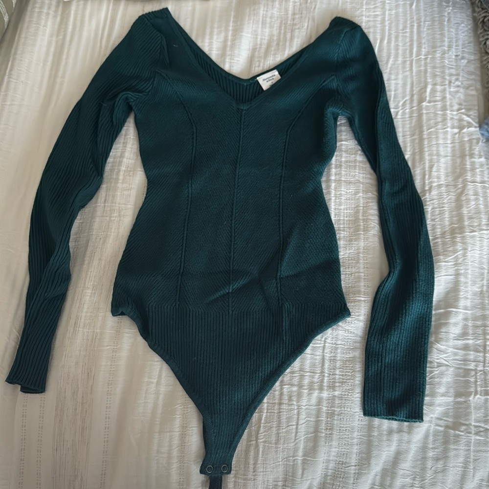 Abercrombie & Fitch Dark Green Ribbed Bodysuit